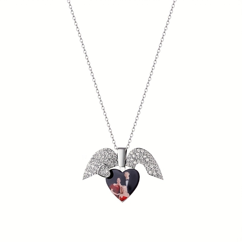 Custom Photo Heart-Shaped Box Pendant Necklace for Women